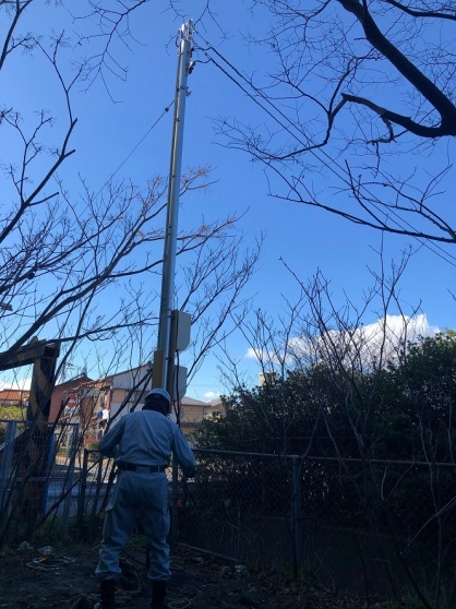 愛知県清須市の仮設現場にて仮設電源（動力・電灯）の引込電気工事NO.4