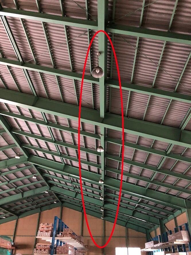 愛知県飛島村の倉庫にて高天井水銀灯などのＬＥＤ取替電気工事