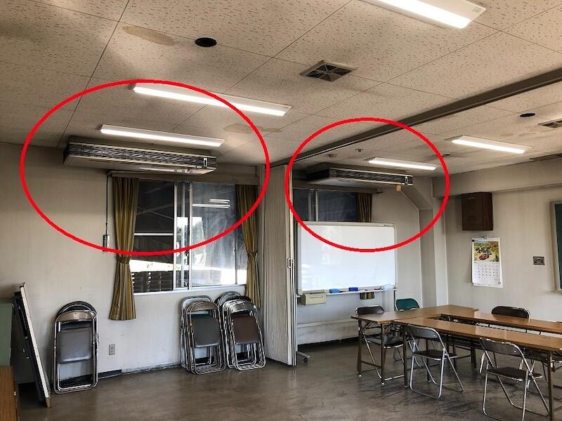 倉庫のエアコン取替電気工事