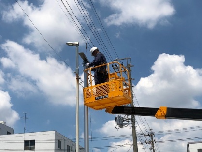 名古屋市中川区駐車場用照明器具　電気工事